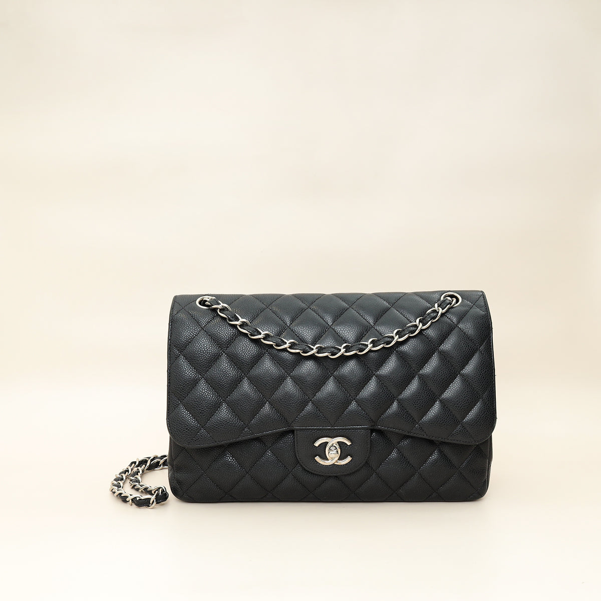 Chanel Black CC Classic Double Flap Jumbo Bag