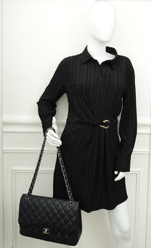 Chanel Black CC Classic Double Flap Jumbo Bag