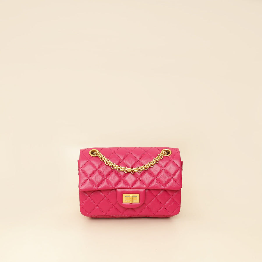 Chanel Fuchsia Aged Quilted 2.55 Reissue Mini Flap Bag
