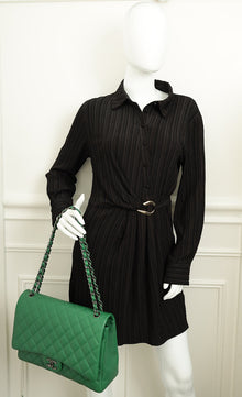 Chanel Green Classic Maxi Double Flap Bag