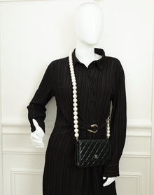 Chanel Black Maxi Pearls Wallet on Chain