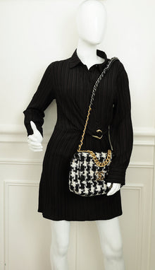 Chanel Bicolor Tweed Ribbon Houndstooth Chanel 19 Small Bag