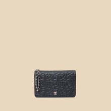 Chanel Navy Blue CC Camellia Flower Embossed Wallet On Chain