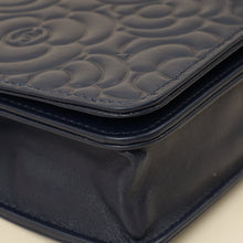 Chanel Navy Blue CC Camellia Flower Embossed Wallet On Chain