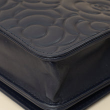 Chanel Navy Blue CC Camellia Flower Embossed Wallet On Chain