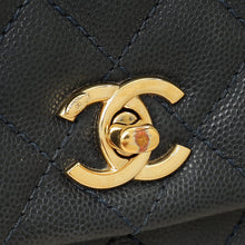 Chanel Navy Lizard Embossed Coco Handle Small Bag
