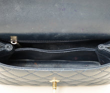Chanel Navy Lizard Embossed Coco Handle Small Bag