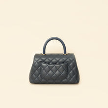 Chanel Navy Lizard Embossed Coco Handle Small Bag