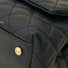Chanel Navy Lizard Embossed Coco Handle Small Bag