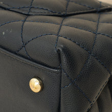 Chanel Navy Lizard Embossed Coco Handle Small Bag