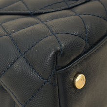 Chanel Navy Lizard Embossed Coco Handle Small Bag