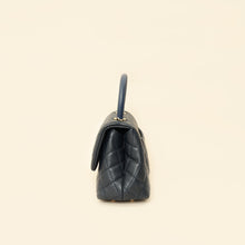 Chanel Navy Lizard Embossed Coco Handle Small Bag