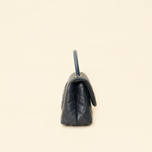Chanel Navy Lizard Embossed Coco Handle Small Bag
