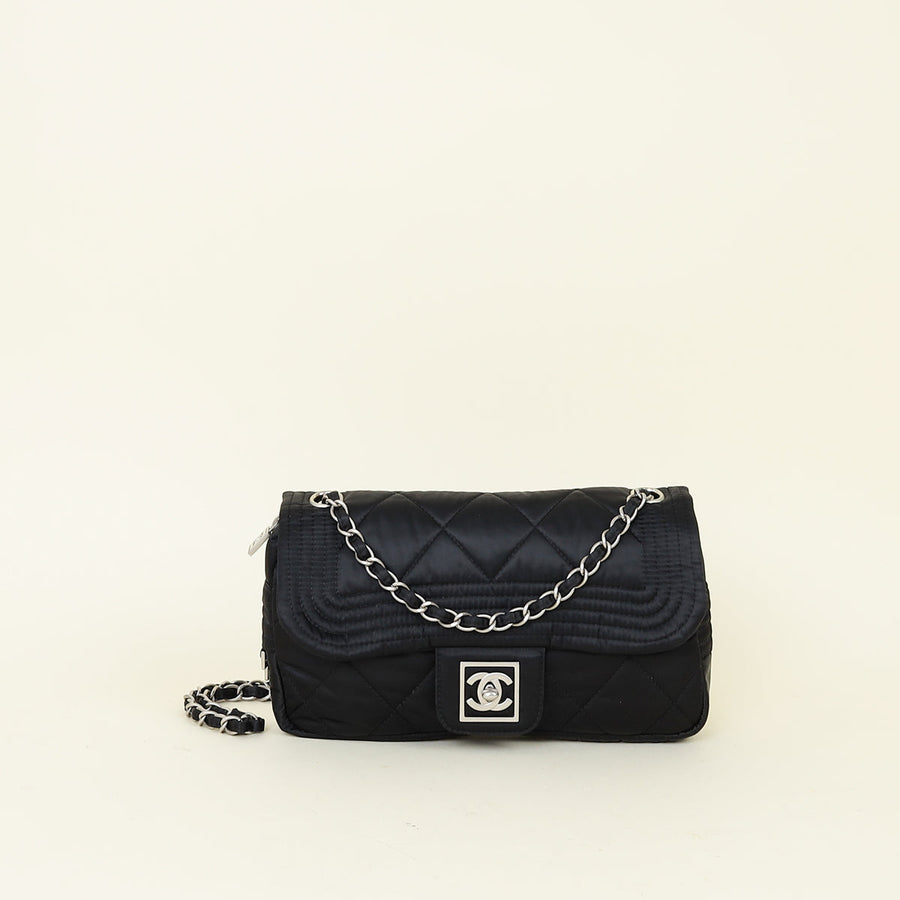 Chanel Black CC Sport Line Camera Quilted Nylon Bag