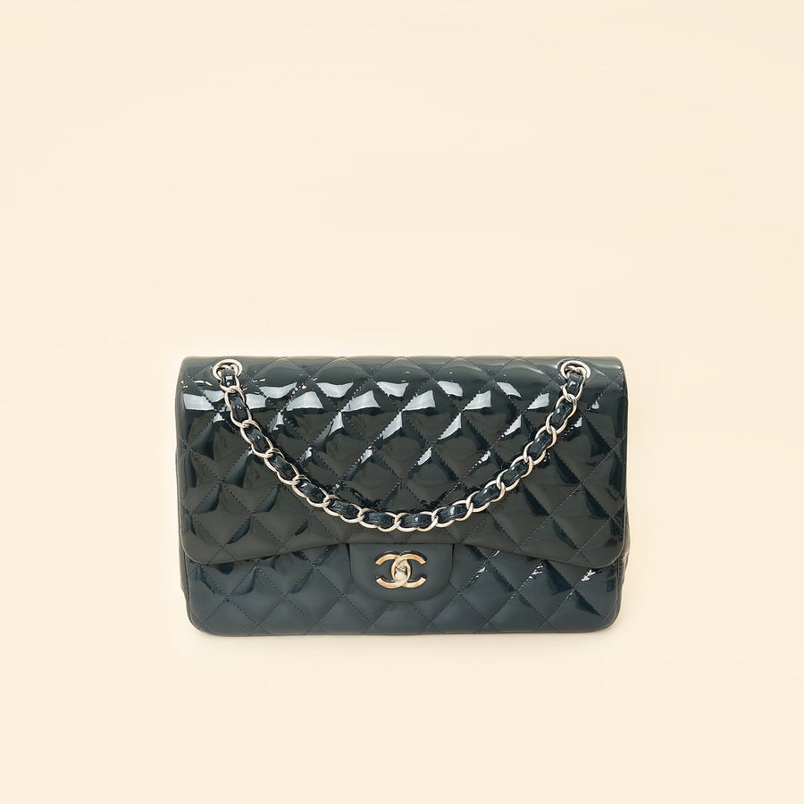 Chanel Dark Grey Classic Double Flap Jumbo Bag