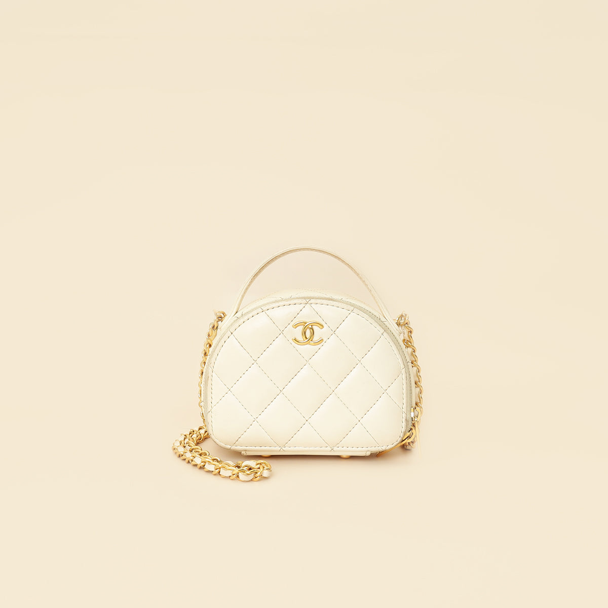 Chanel White Mini Chic Riviera Top Handle Vanity Case