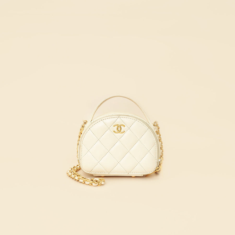 Chanel White Mini Chic Riviera Top Handle Vanity Case