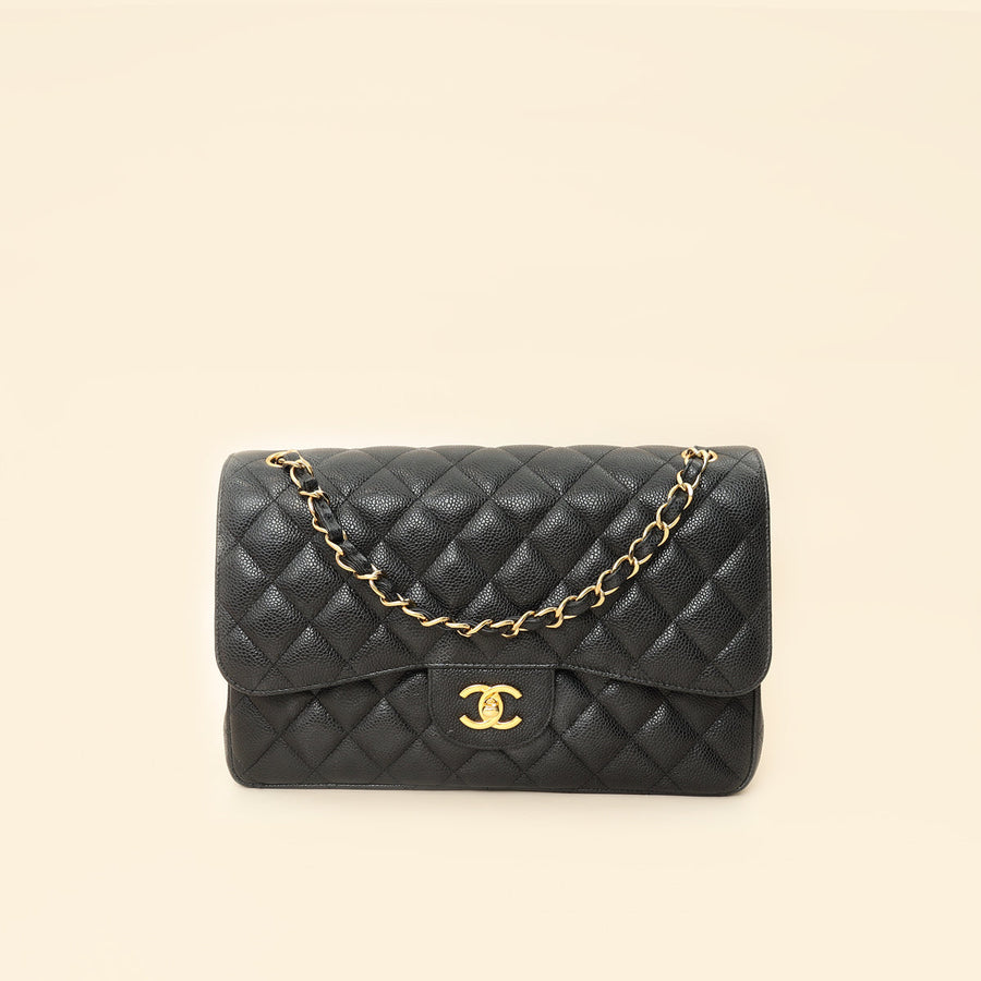 Chanel Black Classic Double Flap Jumbo Bag