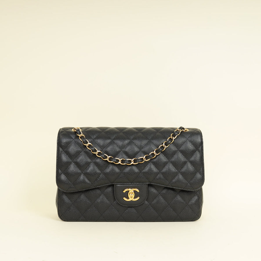 Chanel Black CC Classic Double Flap Jumbo Bag