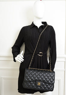 Chanel Black CC Classic Double Flap Jumbo Bag