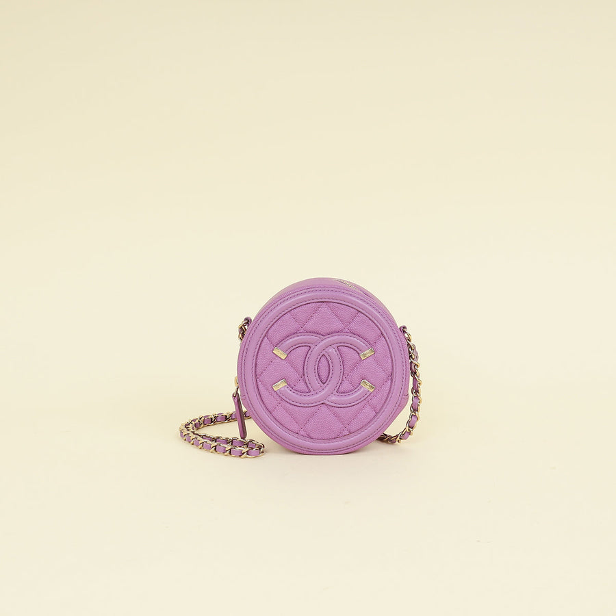 Chanel Purple Round CC Filigree Crossbody Bag