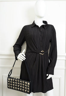 Chanel Black CC Chocolate Bar Cotton Studded Jersey Shoulder Bag