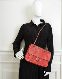 Chanel Red CC Perforated Up in the Air Flap Bag