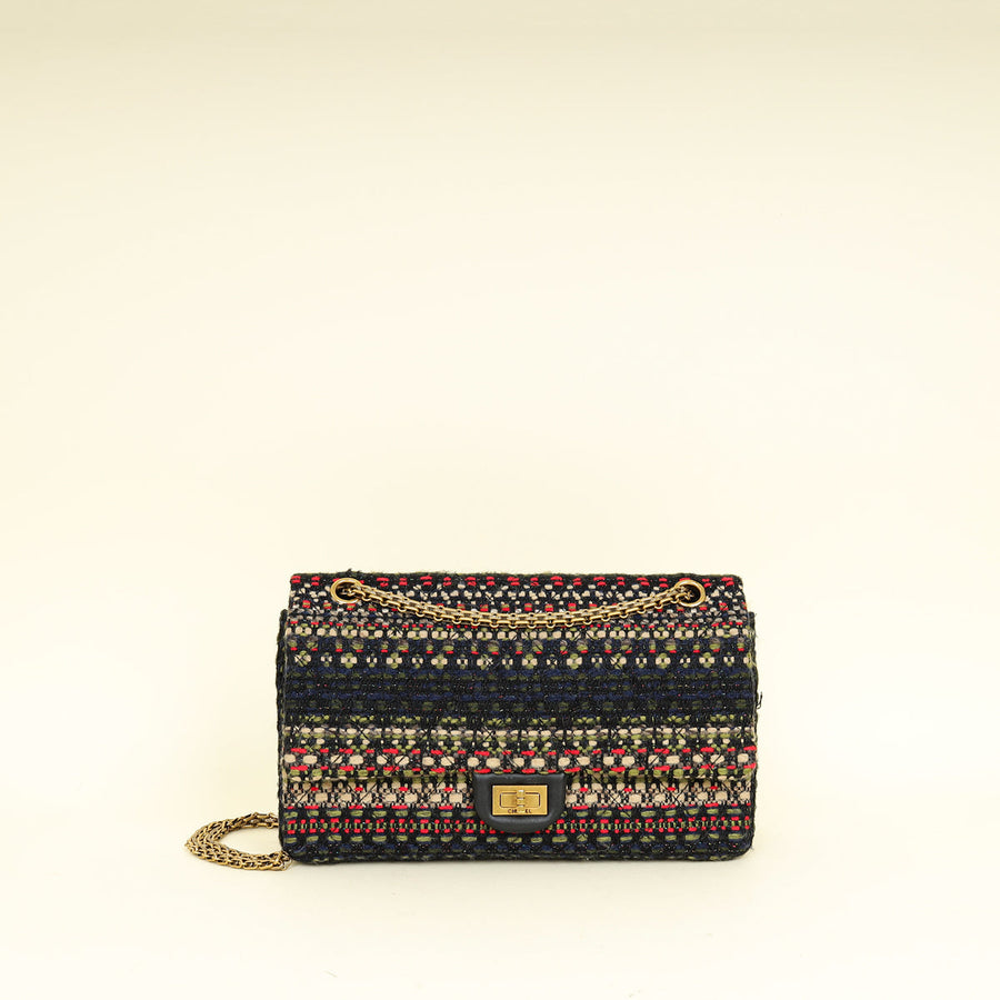 Chanel Multicolor 2.255 Reissue Tweed Double Flap 226 Bag