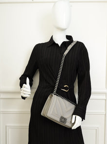 Chanel Grey Le Boy Chevron Medium Flap Bag