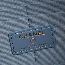 Chanel Grey Blue CC Flap Zip Clutch