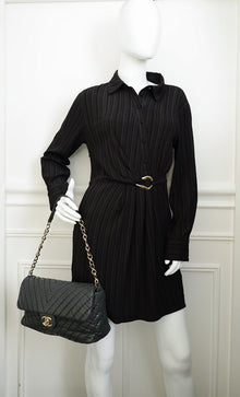 Chanel Black CC Surpique Jumbo Flap Bag