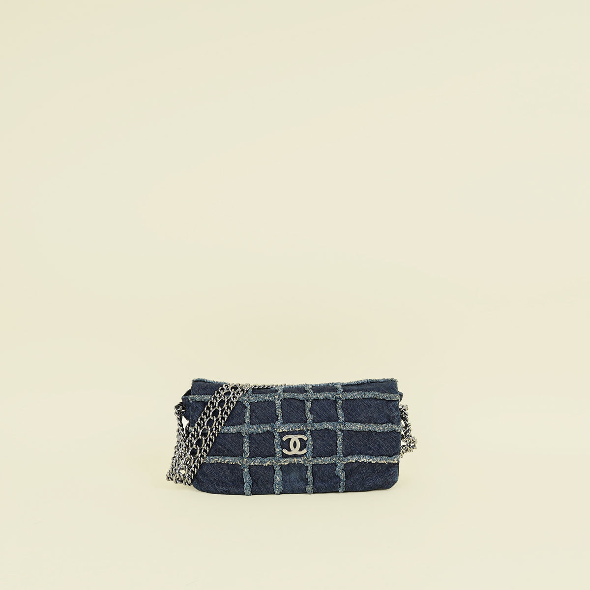 Chanel Navy Blue CC Denim Triple Chain Bag