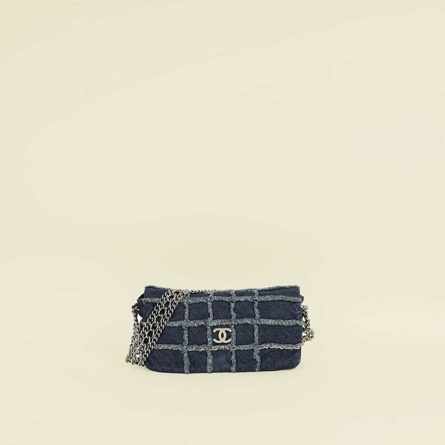 Chanel Navy Blue CC Denim Triple Chain Bag