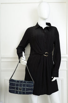 Chanel Navy Blue CC Denim Triple Chain Bag