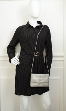 Chanel Metallic Gray Coco Mark Wallet on Chain