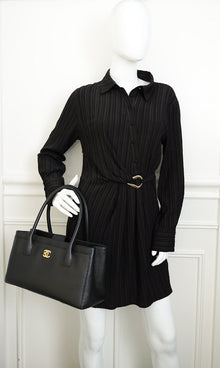 Chanel Black CC Executive Cerf Tote Small Bag