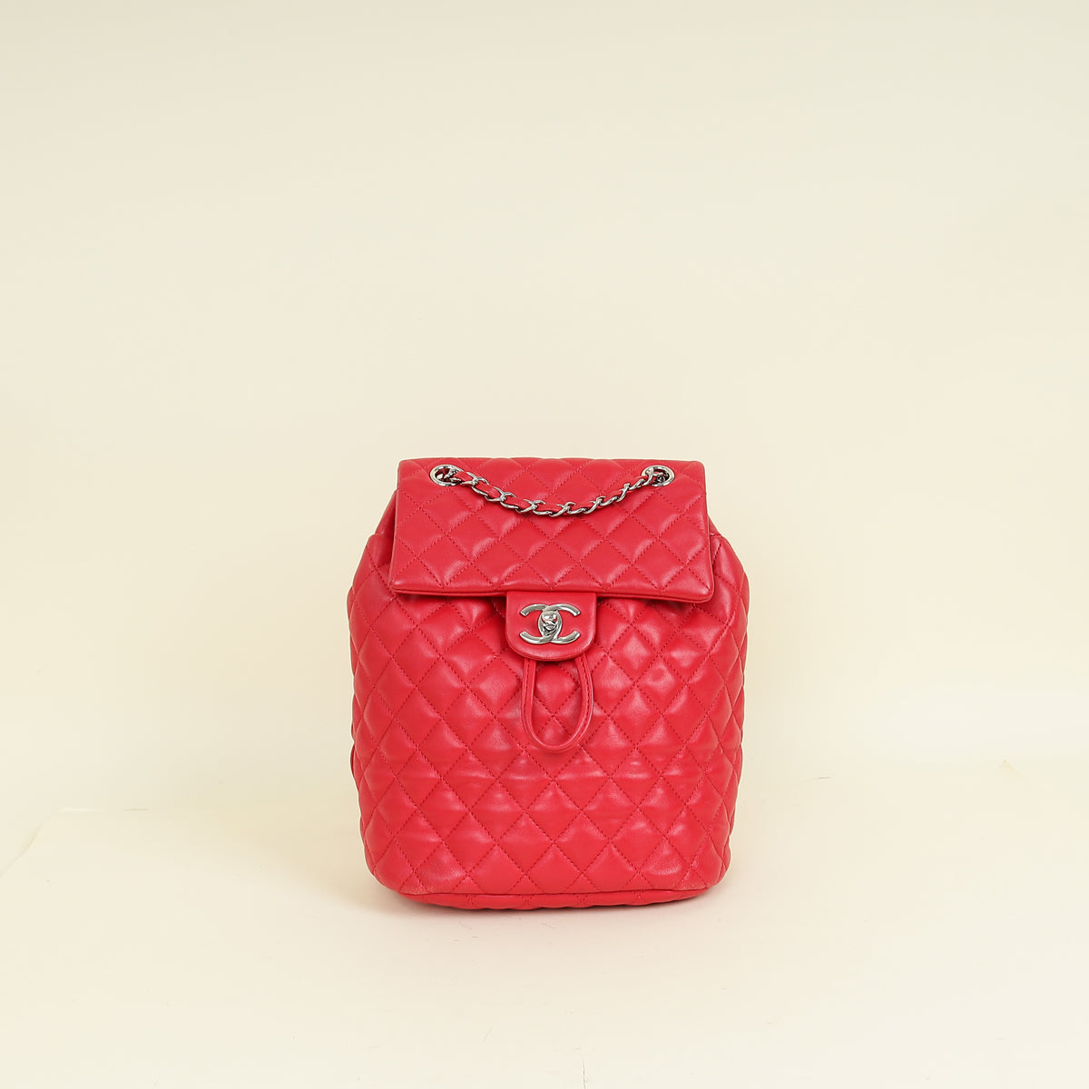 Chanel Red CC Classic Quilted Backpack Bag