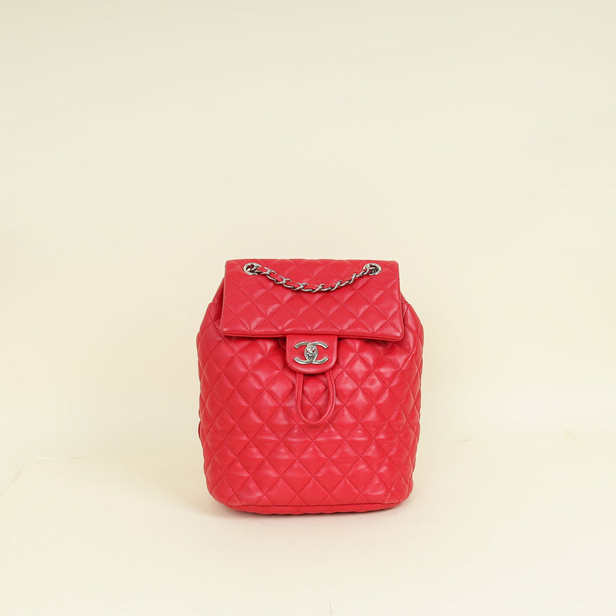Chanel Red CC Classic Quilted Backpack Bag