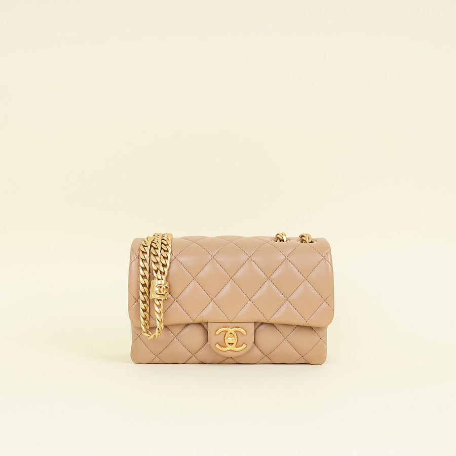 Chanel Natural Pillow Crush Small Flap Shoulder Bag