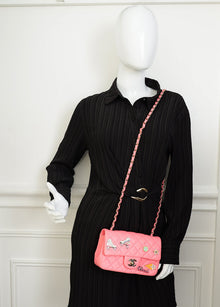 Chanel Pink Mini Rectangular Charms Applique Flap Bag