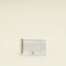 Chanel Silver CC Chevron Nubuck Micro Chain Embellished Flap Bag