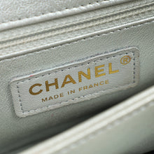 Chanel Silver CC Chevron Nubuck Micro Chain Embellished Flap Bag