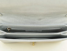 Chanel Silver CC Chevron Nubuck Micro Chain Embellished Flap Bag