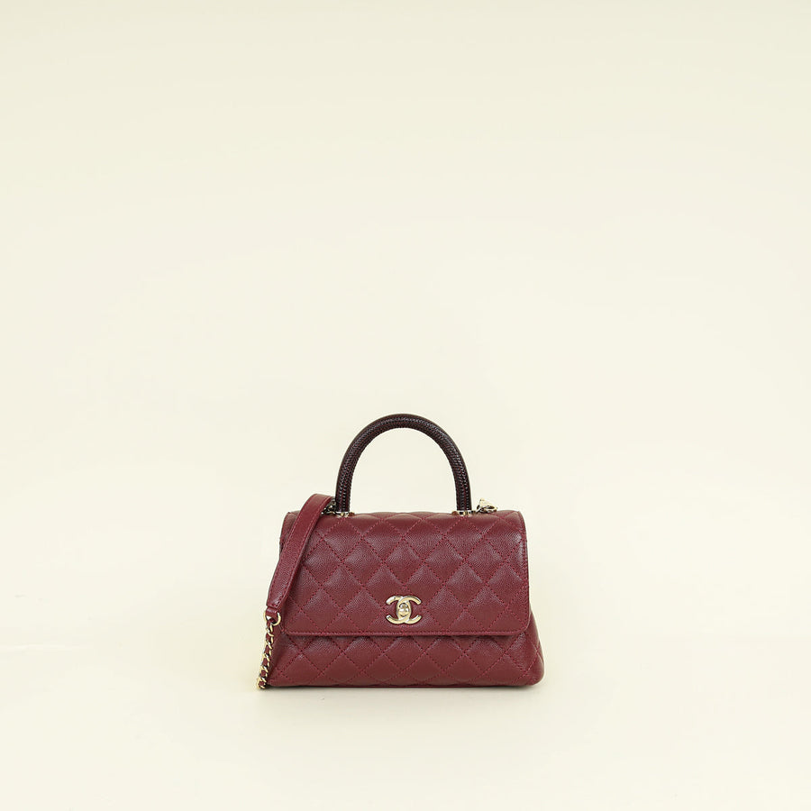 Chanel Burgundy Coco Handle Small Bag