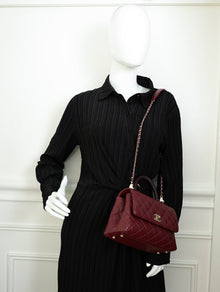 Chanel Burgundy Coco Handle Small Bag