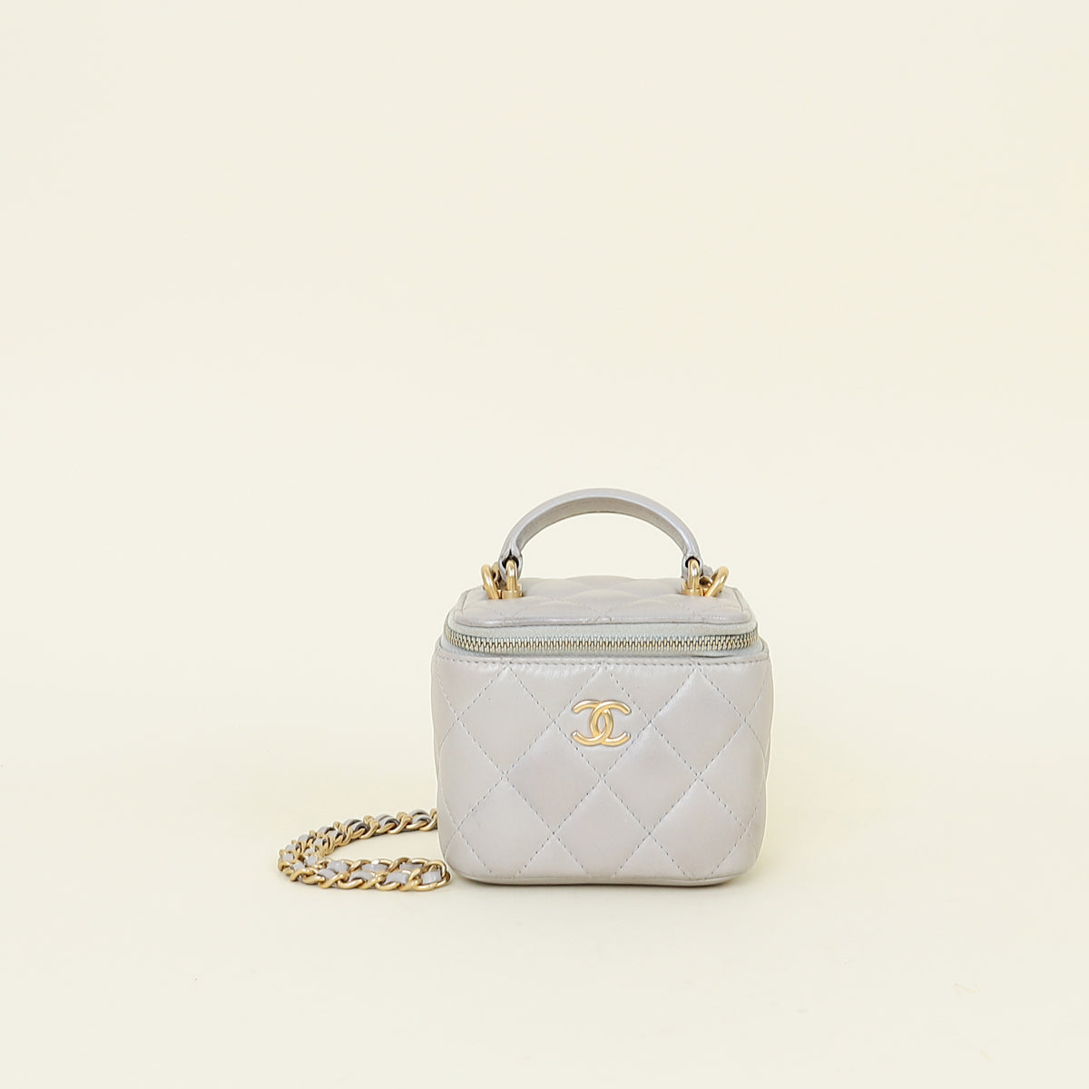 Chanel Grey CC Top Handle Mini Vanity Bag