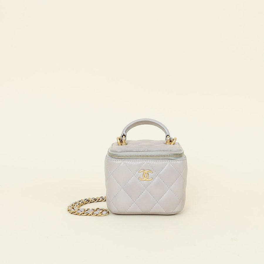 Chanel Grey CC Top Handle Mini Vanity Bag