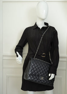 Chanel Black CC Classic Double Flap Maxi Bag
