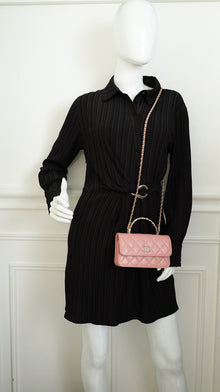 Chanel Light Dusty Pink CC Flower Top Handle Phone Chain Bag