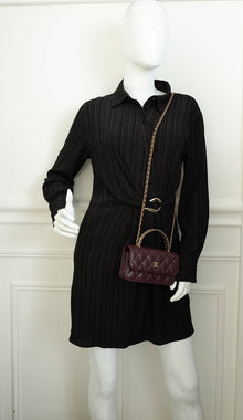 Chanel Burgundy Chain Detail Top Handle Phone Chain Bag